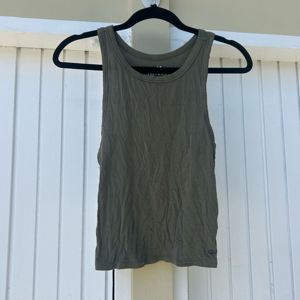 American Eagle Outfitters Green Racer-Back Tank Top